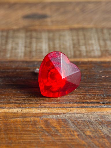 Bouton de porte coeur diamant rouge