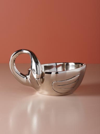 Swan bowl silver metal