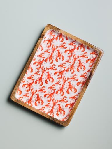 Large enamelled mango rectangle tray Lobsters
