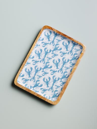 Large enamelled mango rectangle tray Blue Lobsters