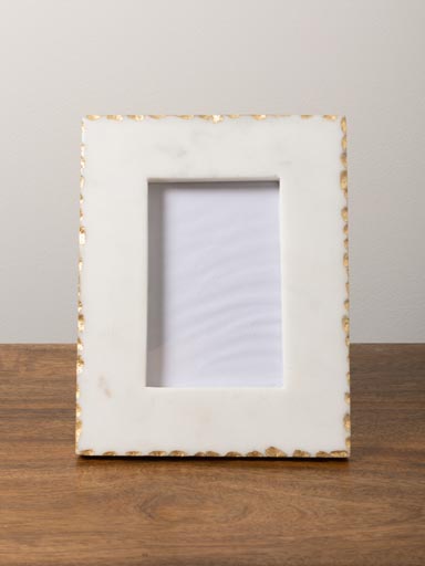 Photo frame white marble and gold foil (9x14)