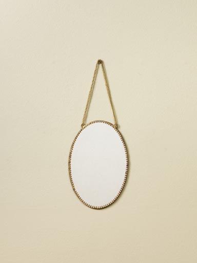 Hanging oval mirror scalloped edges