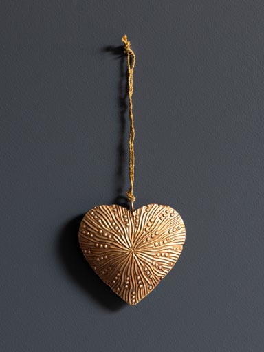 Small hanging golden heart hammered