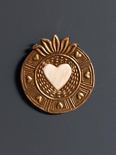 Hanging beige heart Ex-voto coin