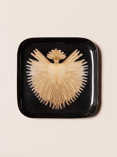 Trinket tray golden Ex-voto with flame