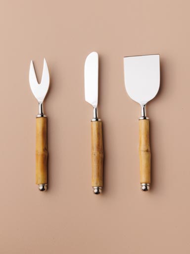S/3 cheese serving bamboo handles