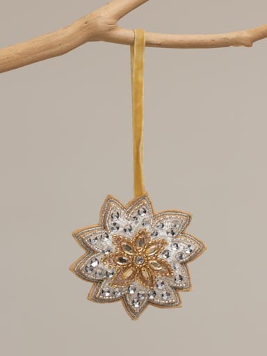 Hanging silver beaded flower