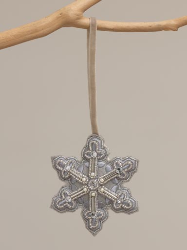 Hanging silver beaded snowflake