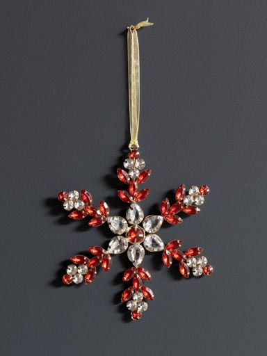 Hanging snowflake red and clear