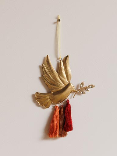 Suspension oiseau doré Inca avec pompoms
