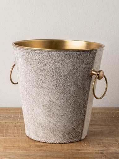 Ice bucket with cow hide