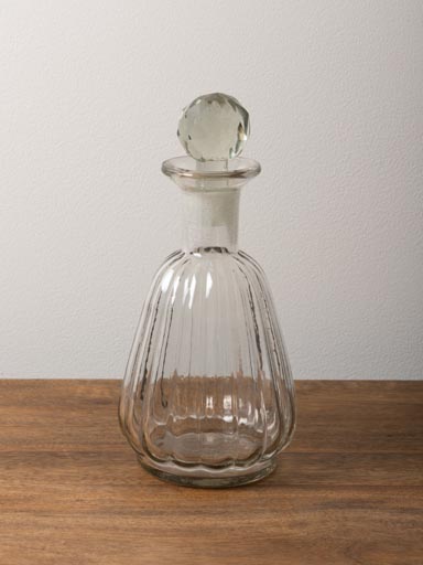 Round carafe with stripes and stopper