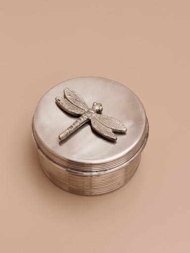 Round box silver Dragonfly
