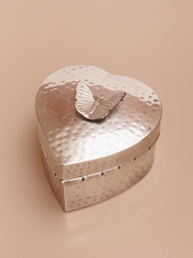 Heart silver box with butterfly