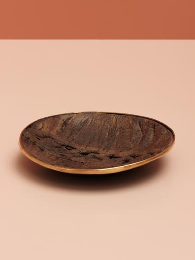Small round dish woodprint