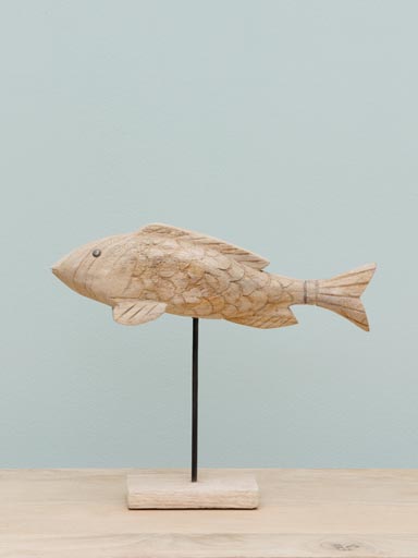 Small wooden fish on base
