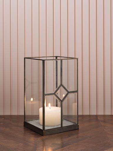 High candle holder beveled glass Solange