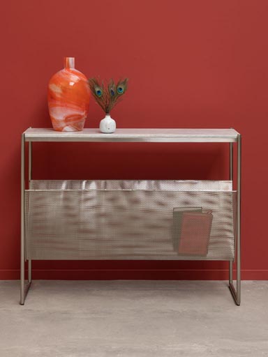 Marble console with mesh compartment