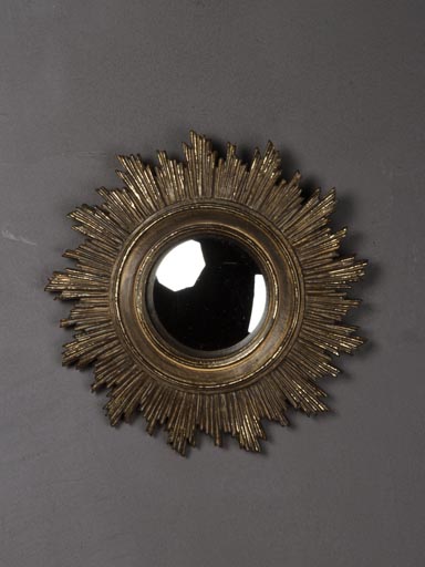 Miroir convexe soleil doré antique