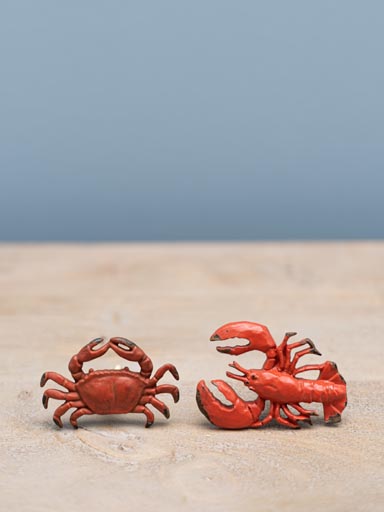 S/2 boutons de porte crabe et homard rouges