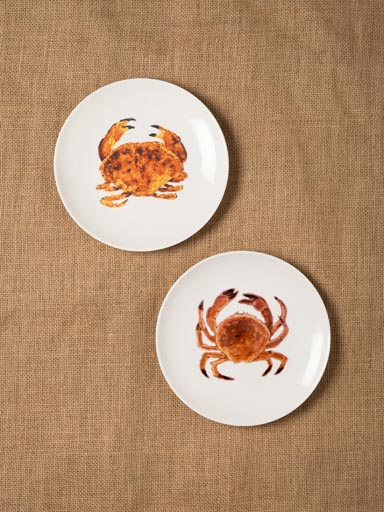 S/2 petites assiettes crabes D.Belin