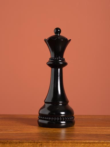 Shiny black queen chess decor