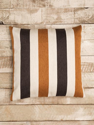 Cushion with orange and brown stripes