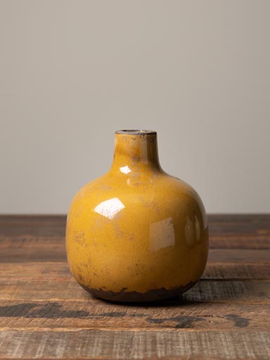 Vase céramique moutarde 15.5cm