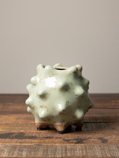 Petit vase pointu vert de gris en céramique