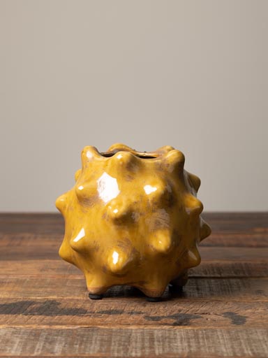 Petit vase pointu moutarde en céramique