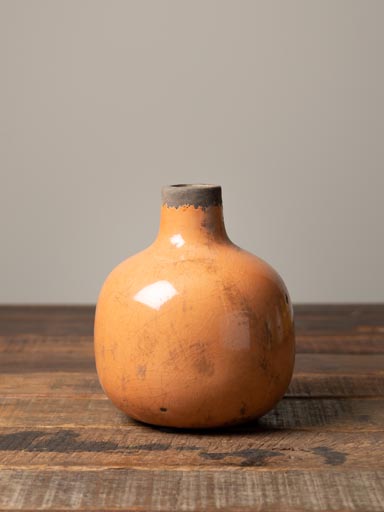 Vase céramique orange 15.5cm