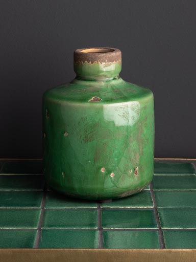 Vase bouteille vert olive