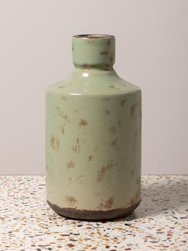 Vase bouteille haut vert-de-gris