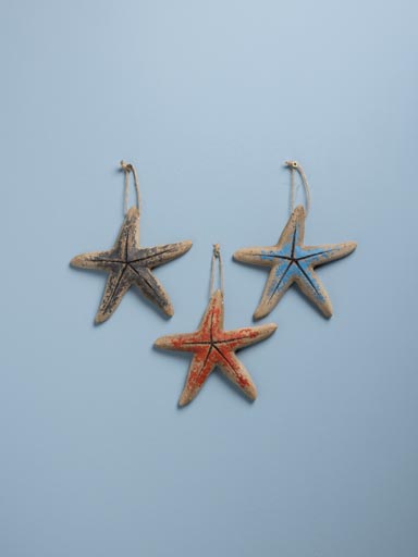 S/3 hanging colored starfishes