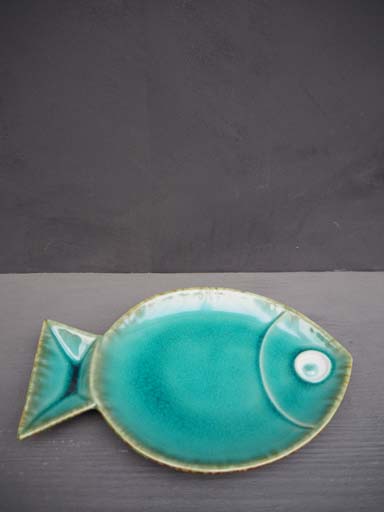 Petit plat rond poisson bleu aqua
