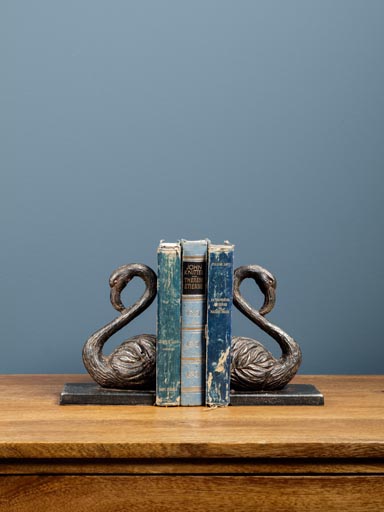 Cast iron swan bookends