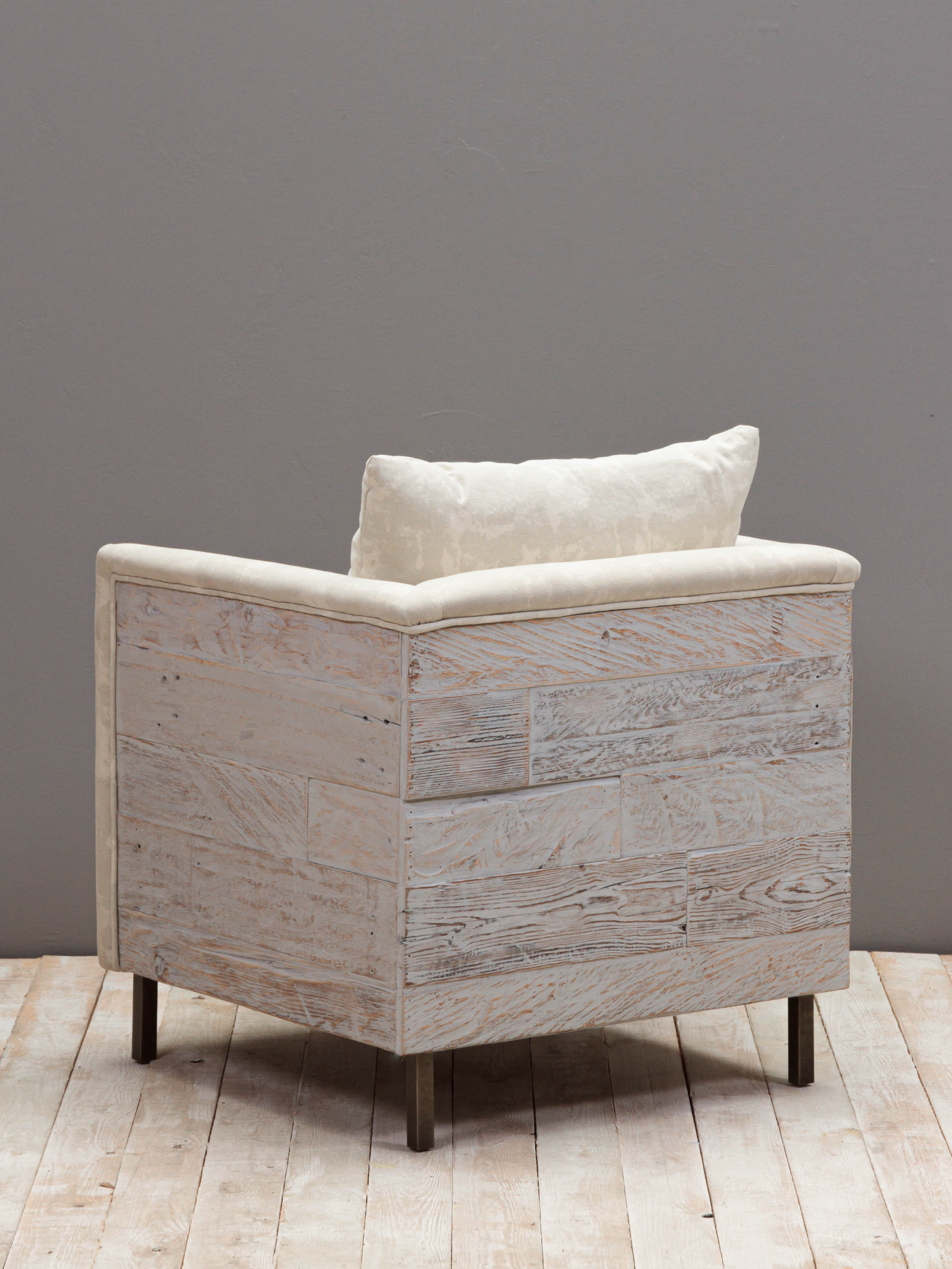 Recycled pine Fjord armchair with beige canvas - 3