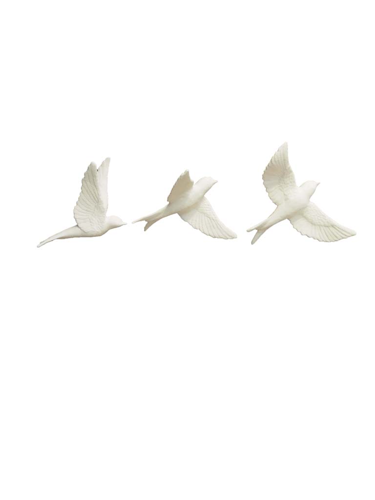 S/3 wall birds in porcelain - 2