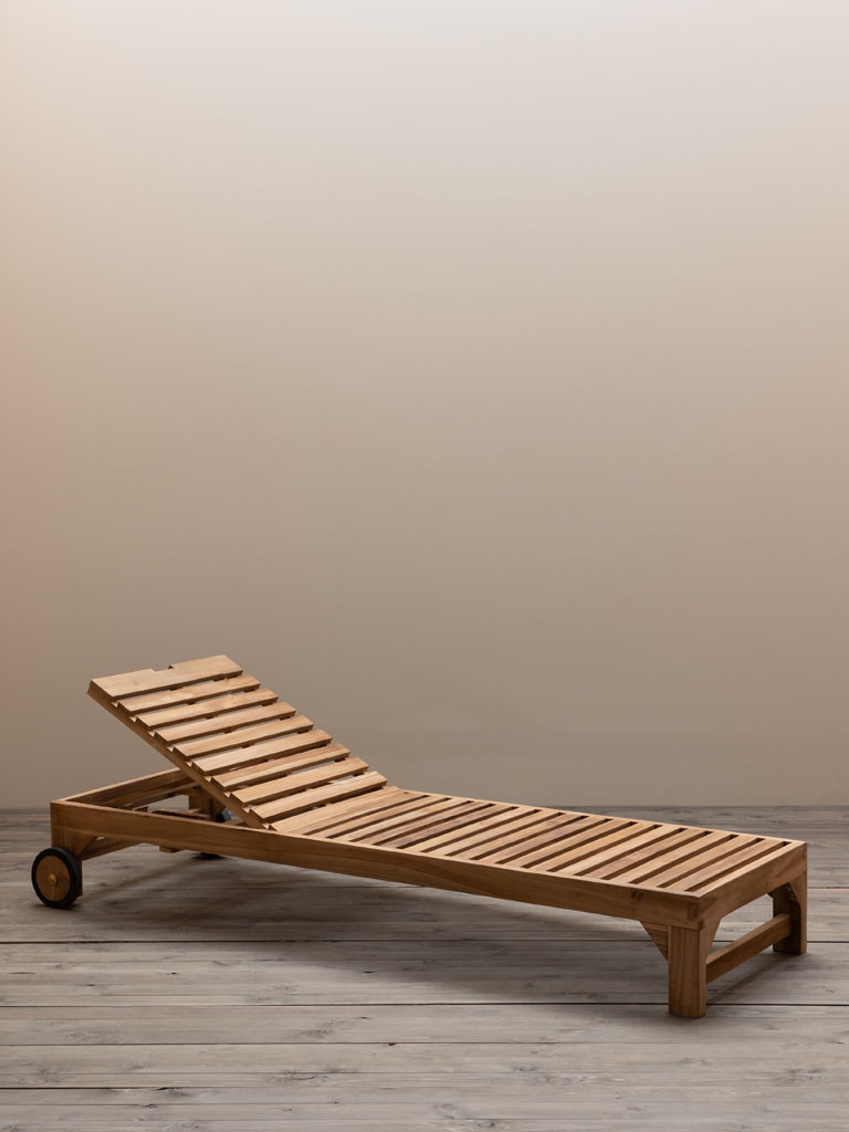 Outdoor sun lounger in teak Tirama - 1