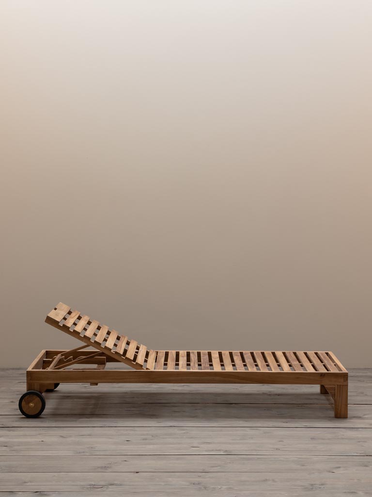 Outdoor sun lounger in teak Tirama - 2