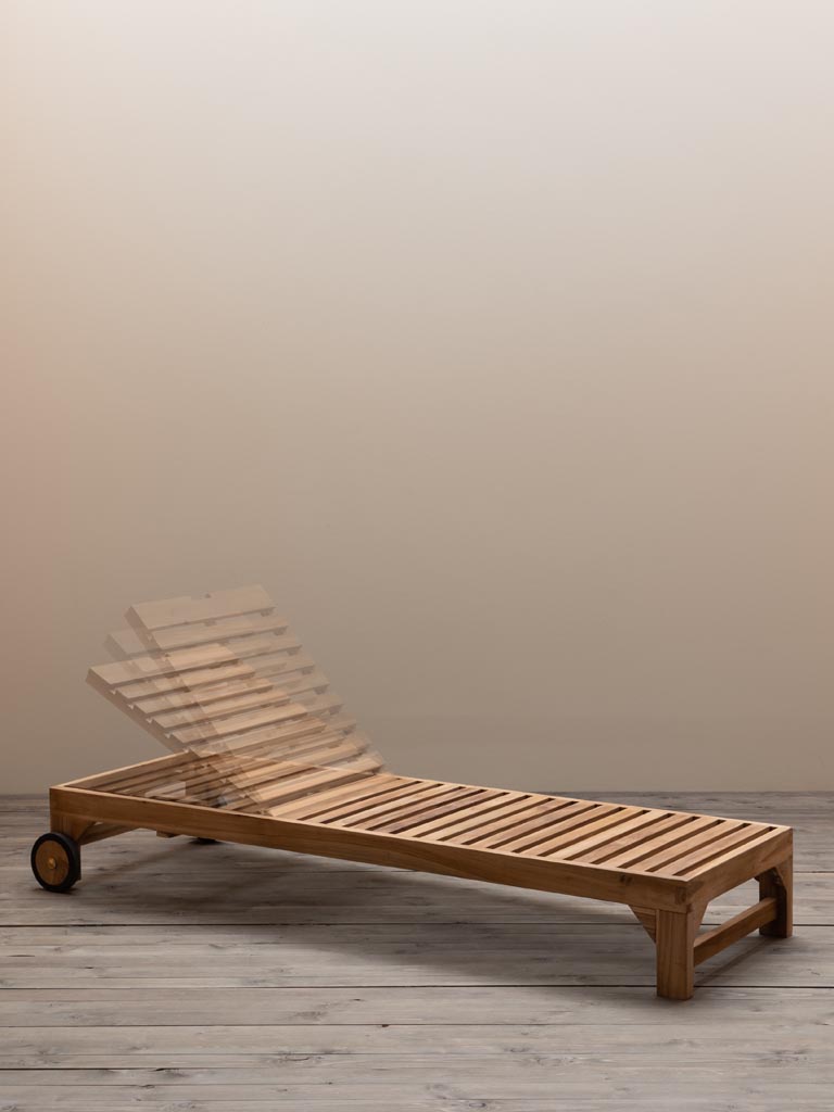 Outdoor sun lounger in teak Tirama - 3