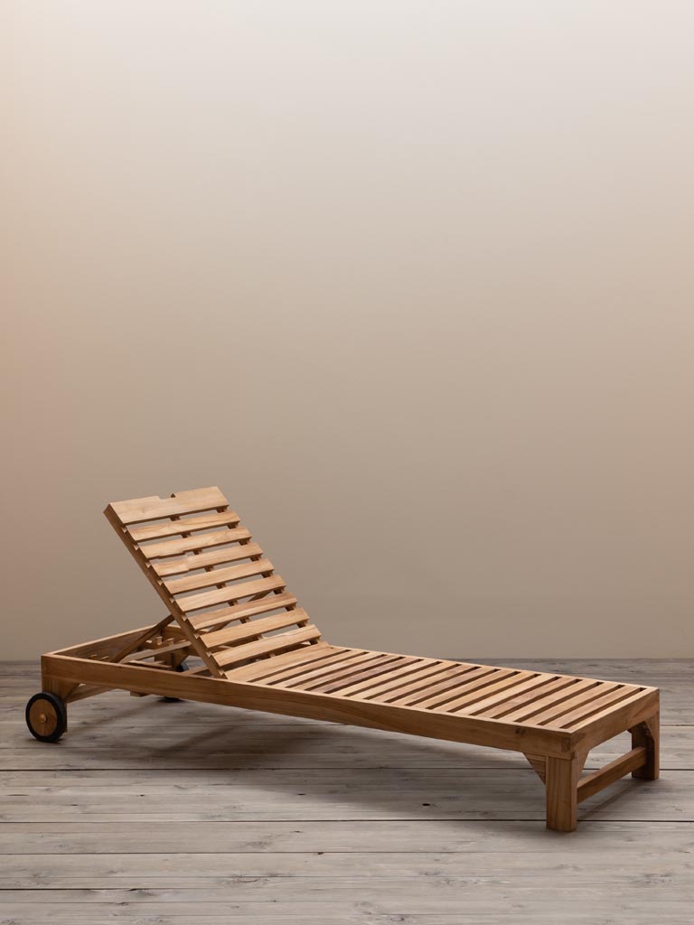 Outdoor sun lounger in teak Tirama - 7