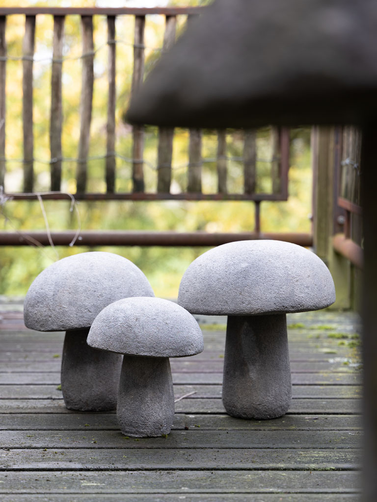 S/3 outdoor mushrooms in cement - 1