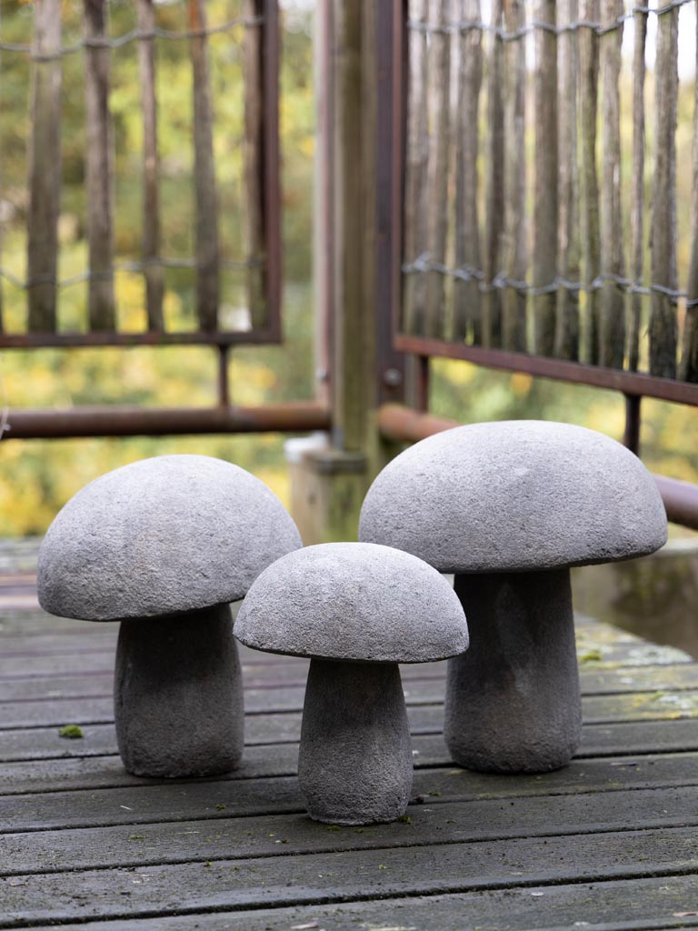 S/3 outdoor mushrooms in cement - 6
