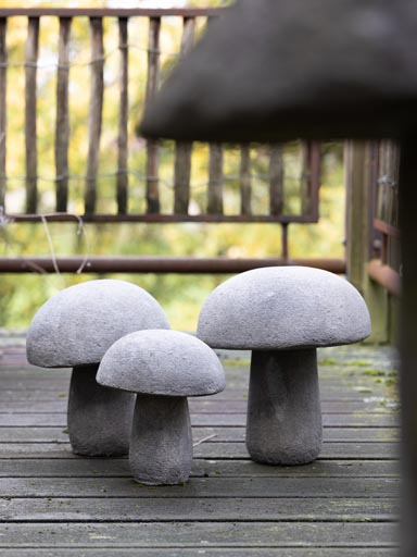 S/3 outdoor mushrooms in cement