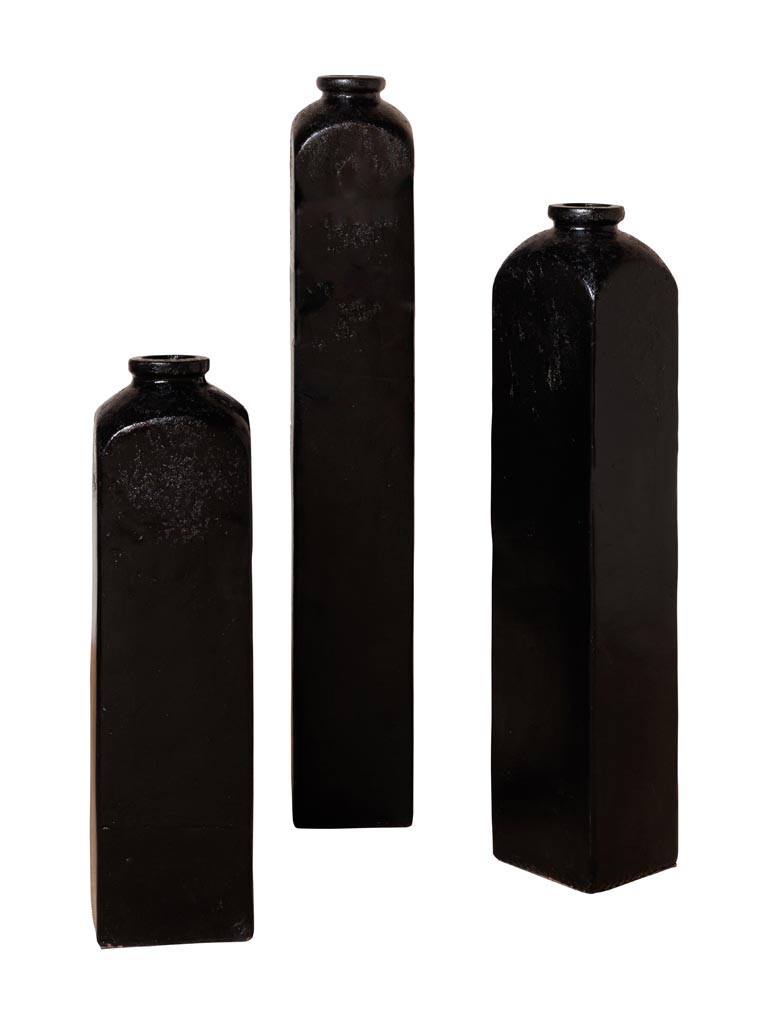 S/3 large black outdoor vases Canoa - 2