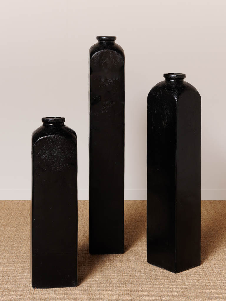 S/3 grands vases noirs extérieurs Canoa - 1