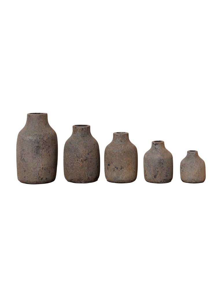S/5 outdoor vases grey patina - 2