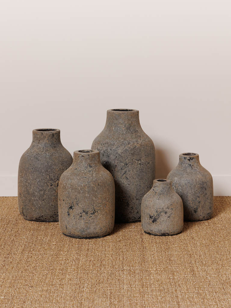 S/5 outdoor vases grey patina - 1