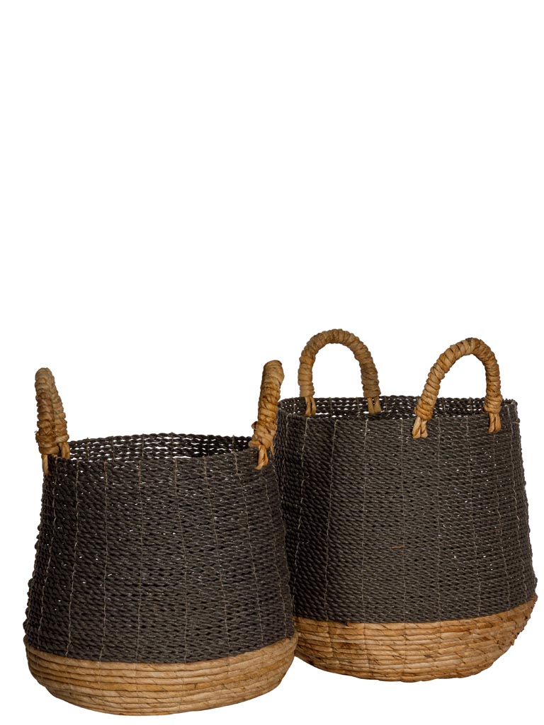 S/2 grey baskets in abaca hemp - 2